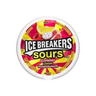 Ice Breakers Sours - Raspberry, Lemon, Pomegranate - Sugar Free - 1 x 42g