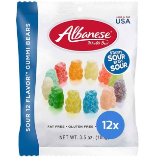 Albanese - Sour 12 Flavor Gummi Bears - 12 x 100g