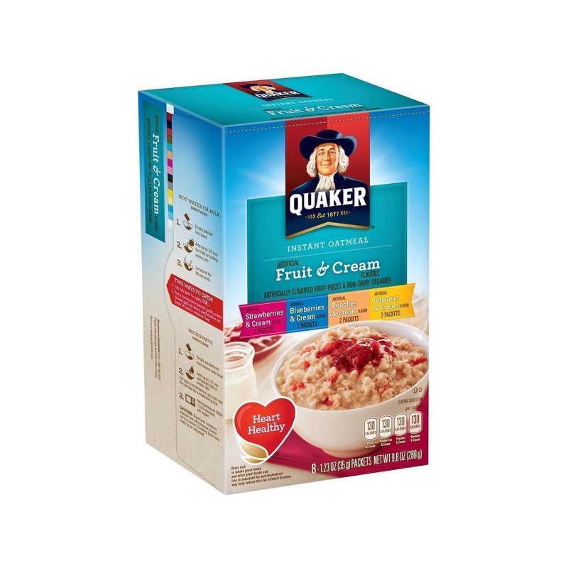 Quaker Instant Oatmeal - Fruit & Cream Variety (8x35g), 7,99